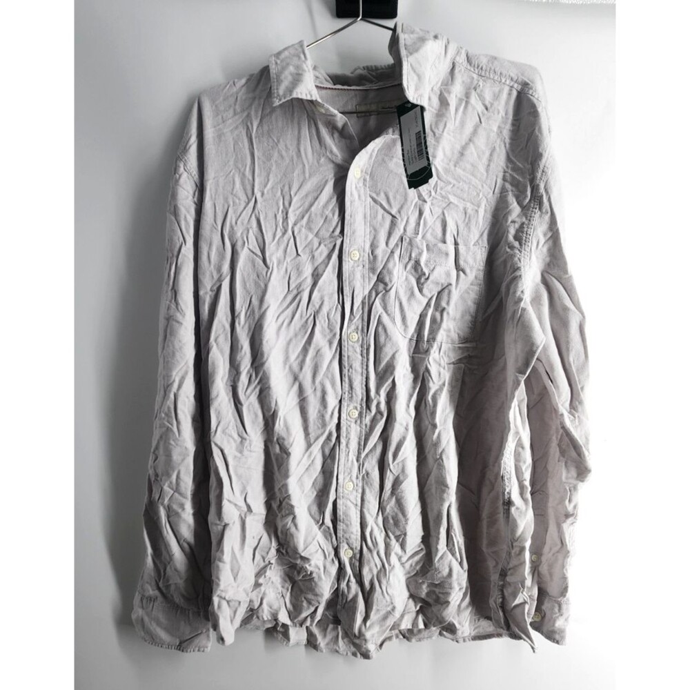 Hawker Rye Men's Light Grey Large Solid Essential Linen‎ Long Sleeve Shirt NWT